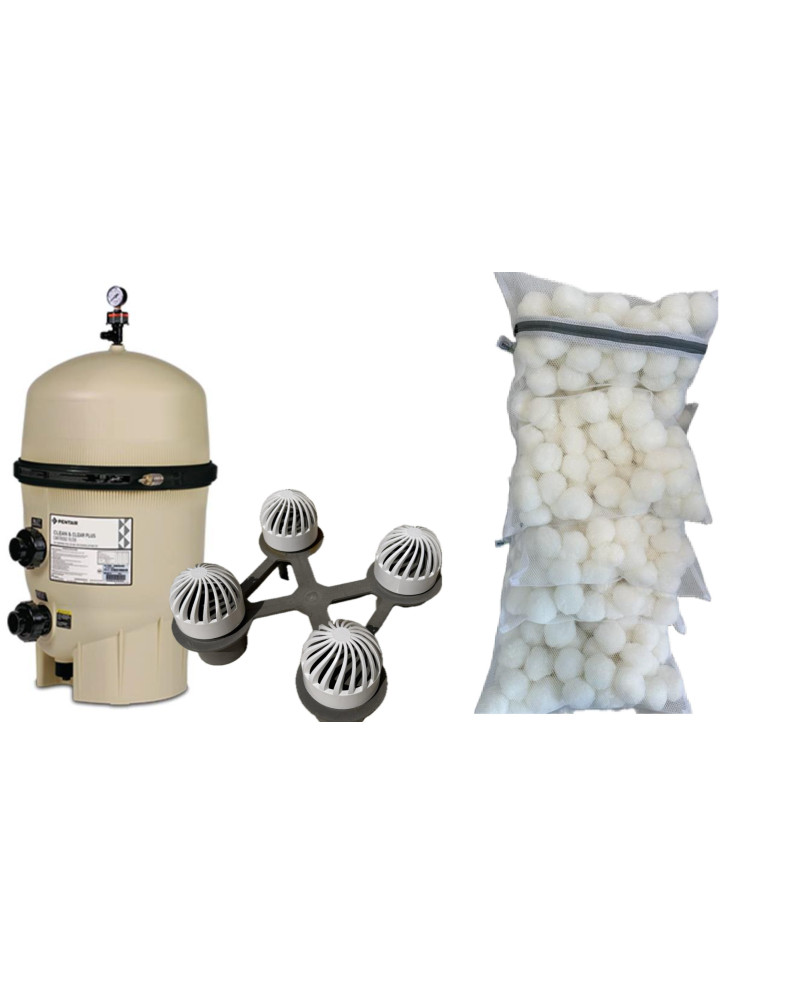 CARTOUCHE EASYBALLES POUR FILTRE PENTAIR 520 PLUS ( 6 sacs de balles filtrantes+ 4 crépines +1 bague de maintien )